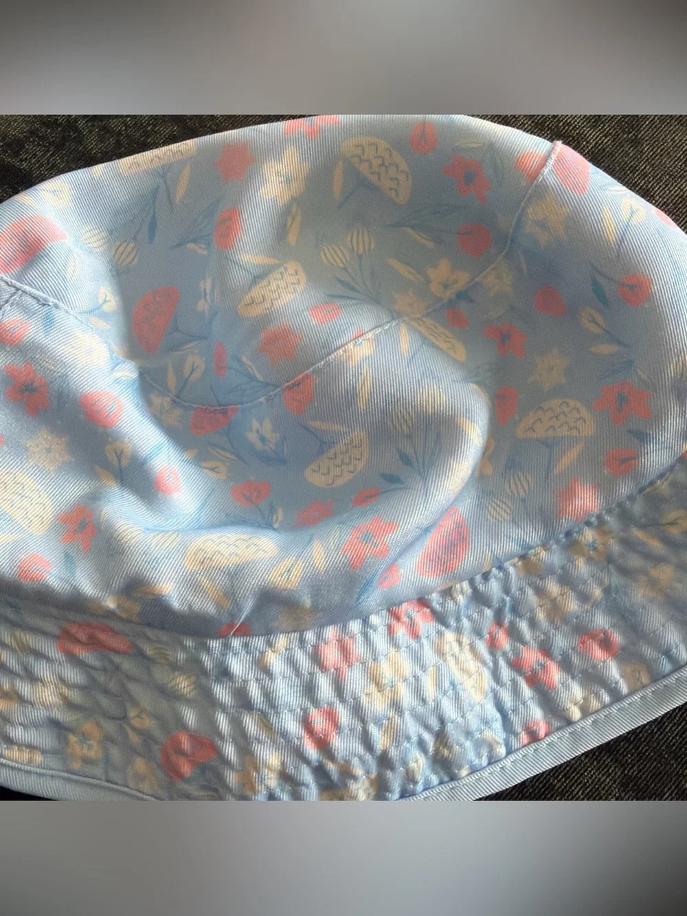 Toddler Girls Floral Bucket Hat with Frozen Print - Light Blue & Pink